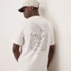 Selected Homme Oversized T-shirt With Print In Cream For Men Egret