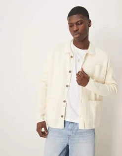 Selected Homme Knitted Cardigan With Pockets In Cream For Men Pristine