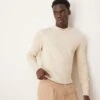 Selected Homme Knitted Crew Neck Jumper In Cream For Men Oatmeal