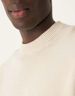 Selected Homme Knitted Crew Neck Jumper In Cream For Men Oatmeal -Modish Mens Shop 207524347 3