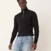 Selected Homme Knitted Half Zip Jumper In Black For Men