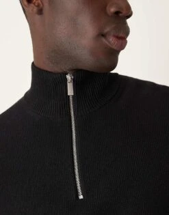Selected Homme Knitted Half Zip Jumper In Black For Men -Modish Mens Shop 207524510 3