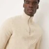 Selected Homme Knitted Half Zip Jumper In Cream For Men Oatmeal