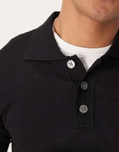 Selected Homme Merino Wool Knitted Polo Shirt In Black For Men -Modish Mens Shop 207564180 4