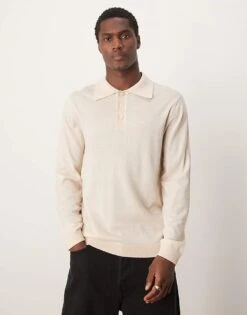 Selected Homme Merino Wool Knitted Polo Shirt In Cream For Men -Modish Mens Shop 207564197 1 cream 1