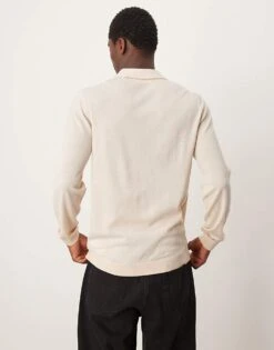 Selected Homme Merino Wool Knitted Polo Shirt In Cream For Men -Modish Mens Shop 207564197 4