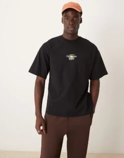 Selected Homme Oversized T-shirt With Sun Backprint In Black For Men -Modish Mens Shop 207583796 4