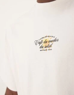 Selected Homme Oversized T-shirt With Sun Backprint In Cream For Men White Sand -Modish Mens Shop 207583817 3