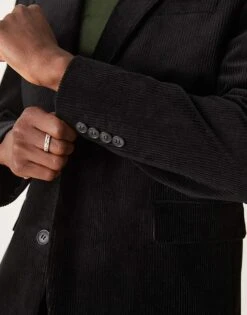 Selected Homme Bowie Regular Fit Cord Suit Jacket In Black For Men -Modish Mens Shop 207584408 3