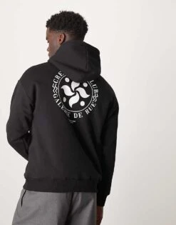 Selected Homme Oversized Hoodie With Circle Backprint In Black For Men -Modish Mens Shop 207584631 1 black 1