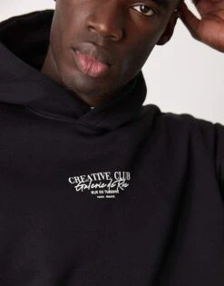 Selected Homme Oversized Hoodie With Circle Backprint In Black For Men -Modish Mens Shop 207584631 4