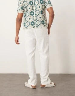 Selected Homme Brody Loose Fit Linen Trouser In White For Men Cloud Dancer -Modish Mens Shop 208217147 3