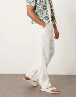 Selected Homme Brody Loose Fit Linen Trouser In White For Men Cloud Dancer -Modish Mens Shop 208217147 4