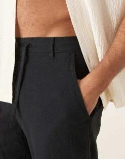 Selected Homme Brody Loose Fit Linen Trouser In Black For Men -Modish Mens Shop 208217148 3